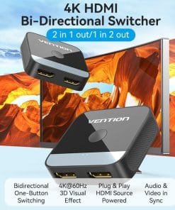 vention 2 port hdmi bi direction 4k switcher black abs type 36052784349350
