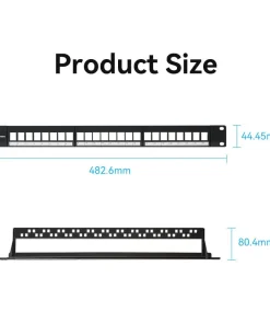 vention 24 ports unloaded keystone patch panel black 36057088557222