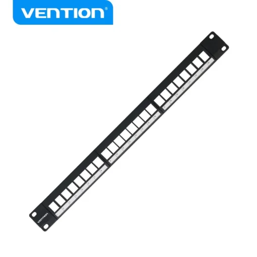 24 ports unloaded keystone patch panel by Vention black 36057088589990