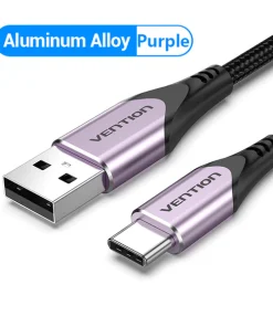vention aluminum purple 0 25m cotton braided usb 2 0 a male to c male 3a cable gray aluminum alloy type 33514708992166