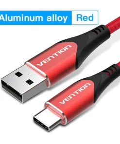 vention aluminum red 0 25m cotton braided usb 2 0 a male to c male 3a cable gray aluminum alloy type 33514717642918