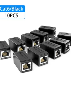 vention black 10 pcs cat6 connector ftp cat6 5e ethernet adapter 8p8c network extender extension cable for ethernet cable rj45 connector 34533919293606