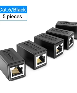vention black 5 pcs cat6 connector ftp cat6 5e ethernet adapter 8p8c network extender extension cable for ethernet cable rj45 connector 34533919228070