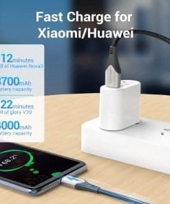 vention cotton braided usb 2 0 a male to c male 3a cable gray aluminum alloy type 33514434920614