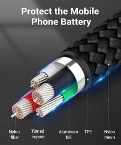 vention cotton braided usb 2 0 a male to c male 3a cable gray aluminum alloy type 33514491871398