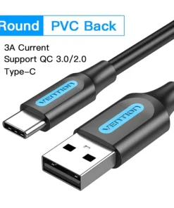 vention cotton braided usb 2 0 a male to c male 3a cable gray aluminum alloy type 33514714267814