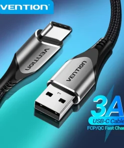 vention cotton braided usb 2 0 a male to c male 3a cable gray aluminum alloy type 33514964615334