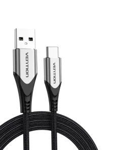 vention cotton braided usb 2 0 a male to c male 3a cable gray aluminum alloy type 33607330889894