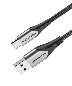 vention cotton braided usb 2 0 a male to c male 3a cable gray aluminum alloy type 33617933959334