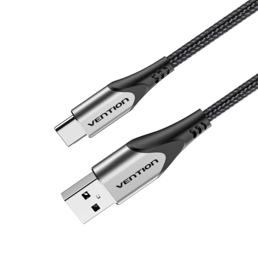 vention cotton braided usb 2 0 a male to c male 3a cable gray aluminum alloy type 33617933959334