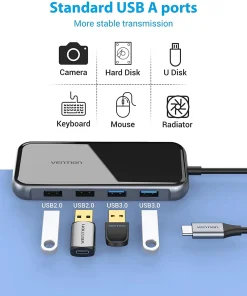 vention multi function 10 in 1 usb c docking station mirrored surface type 33516840321190