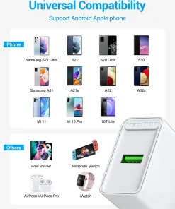 vention usb a c two port usb a c wall charger 18w 20w uk plug white 33457495572646