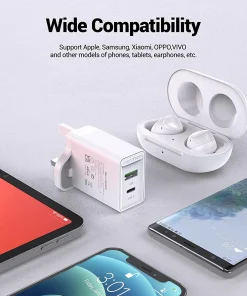 vention usb a c two port usb a c wall charger 18w 20w uk plug white 33577561718950