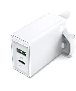 vention usb a c two port usb a c wall charger 18w 20w uk plug white 33606414303398